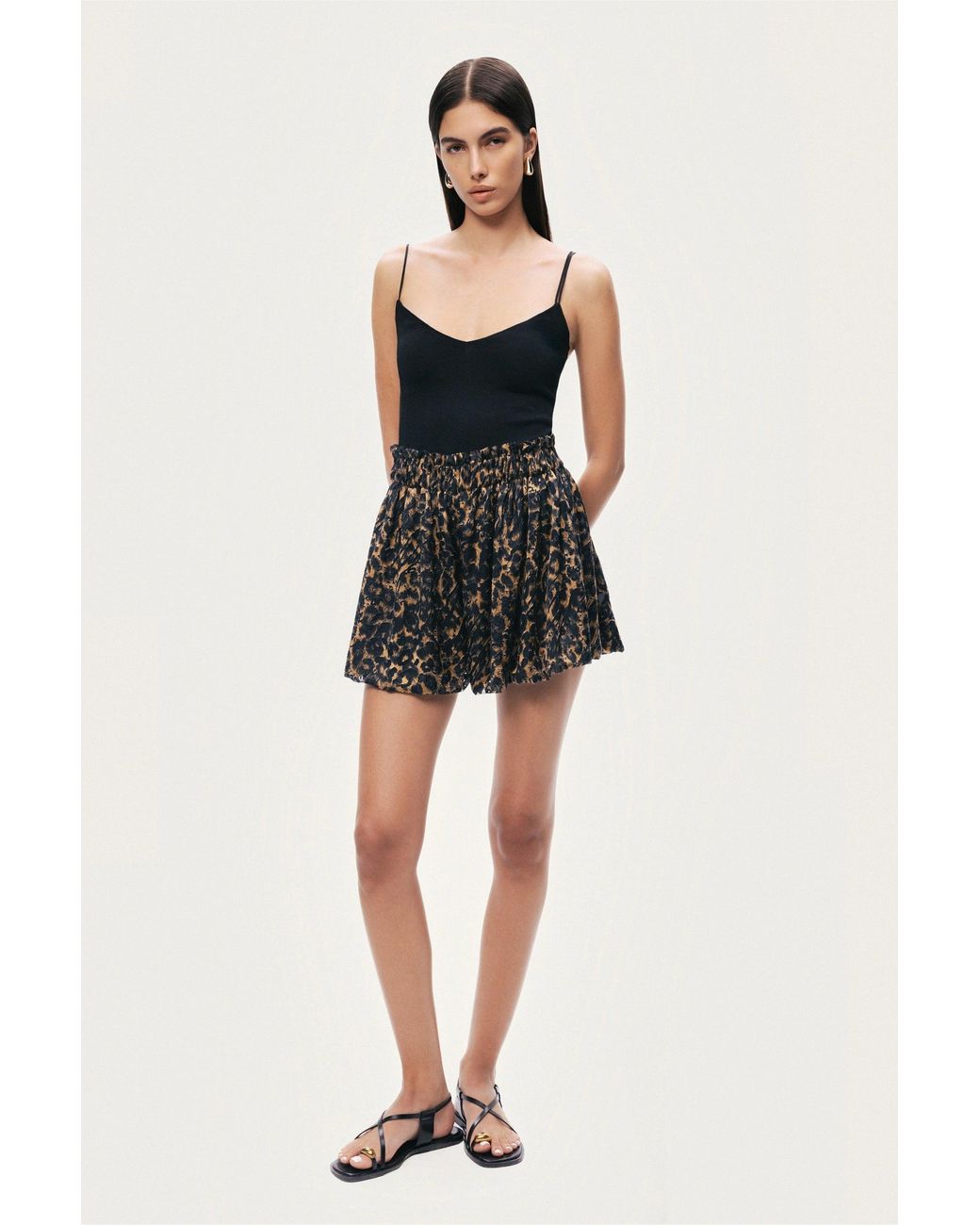 Nocturne Black Printed-Mini Shorts