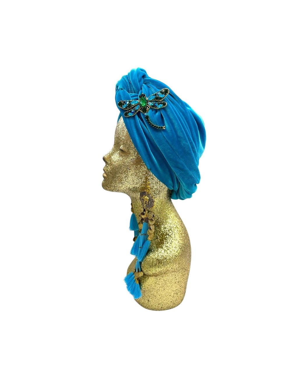 Julia Clancey Blue Azure Dragon Fly Dream Turban