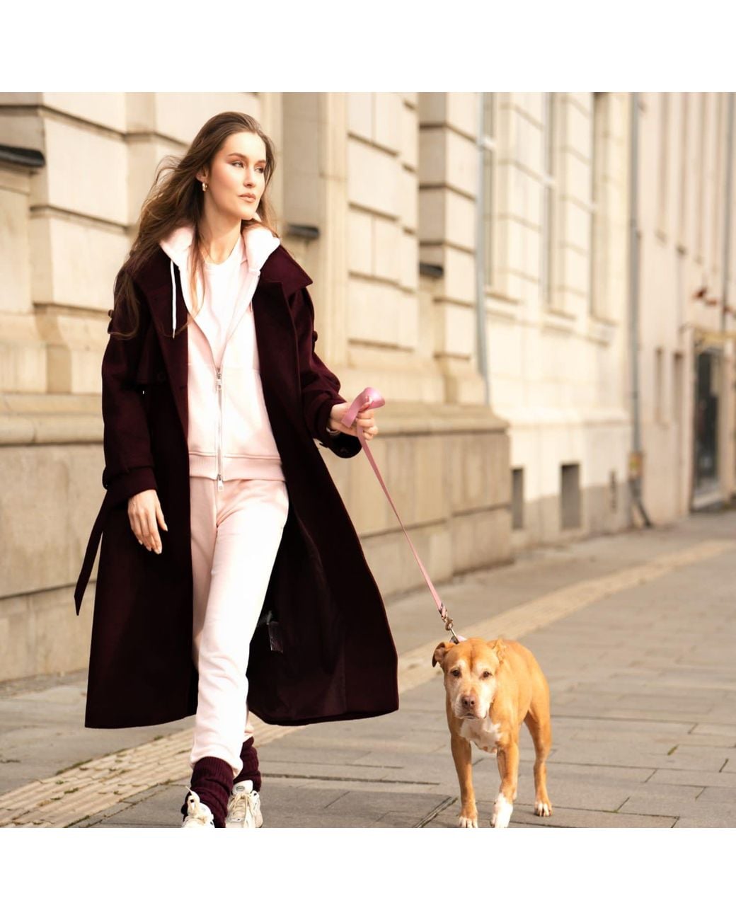 Maison Tangerine Pink Set Tracksuit Zip-Up Hoodie & Joggers Premium Cotton