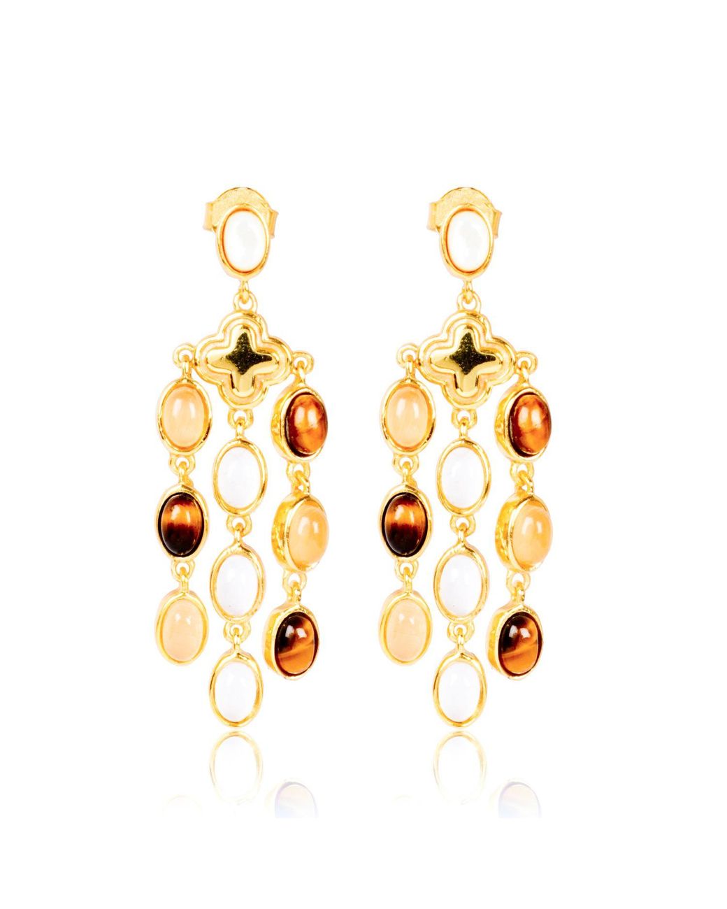 Lila Rasa Metallic Neutrals Earthy Tone Chandelier Earrings