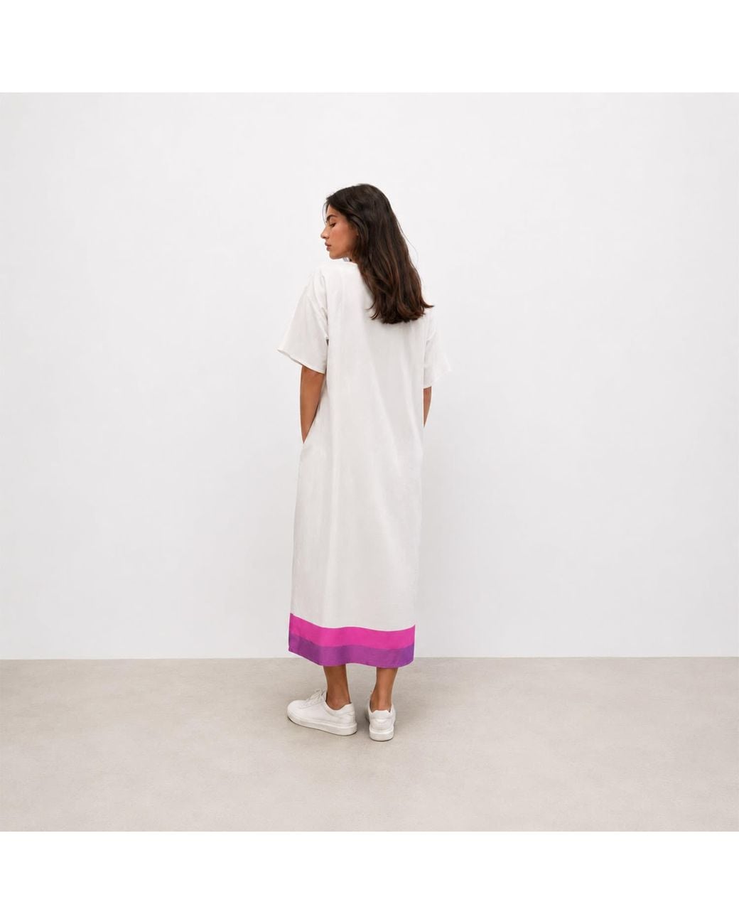 DHARA SHETH DUBAI Pink Roséa Rose Print Long Cotton Kaftan Dress