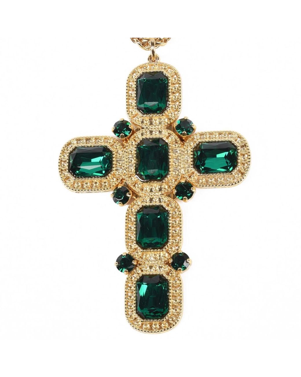 Addicted Metallic Artemide Plated Necklace With Emerald Crystals