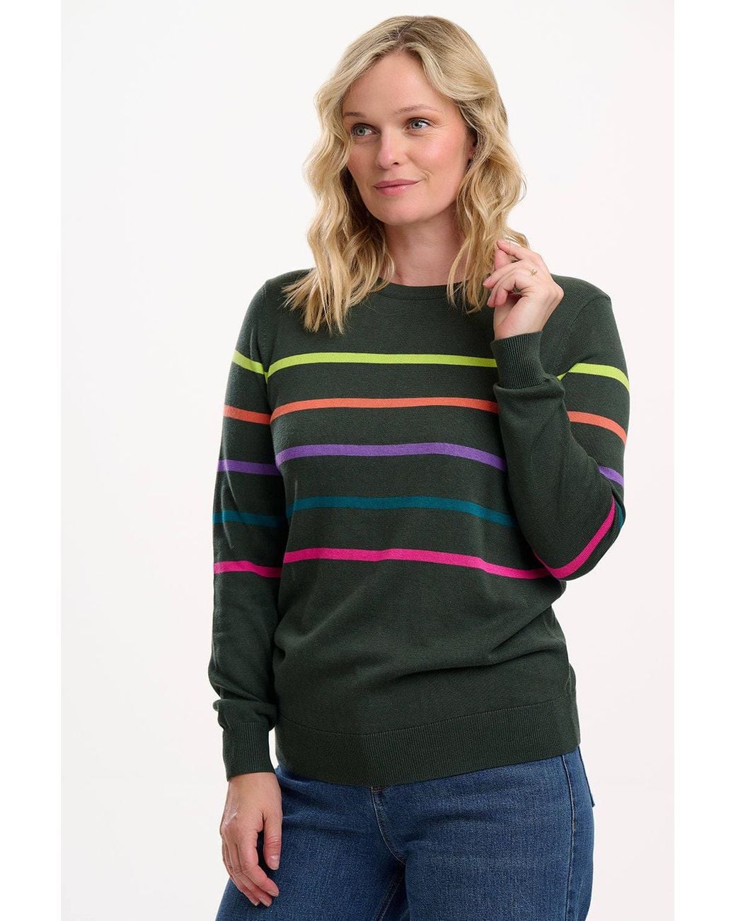 Sugarhill Green Rita Sweater Khaki Stripe