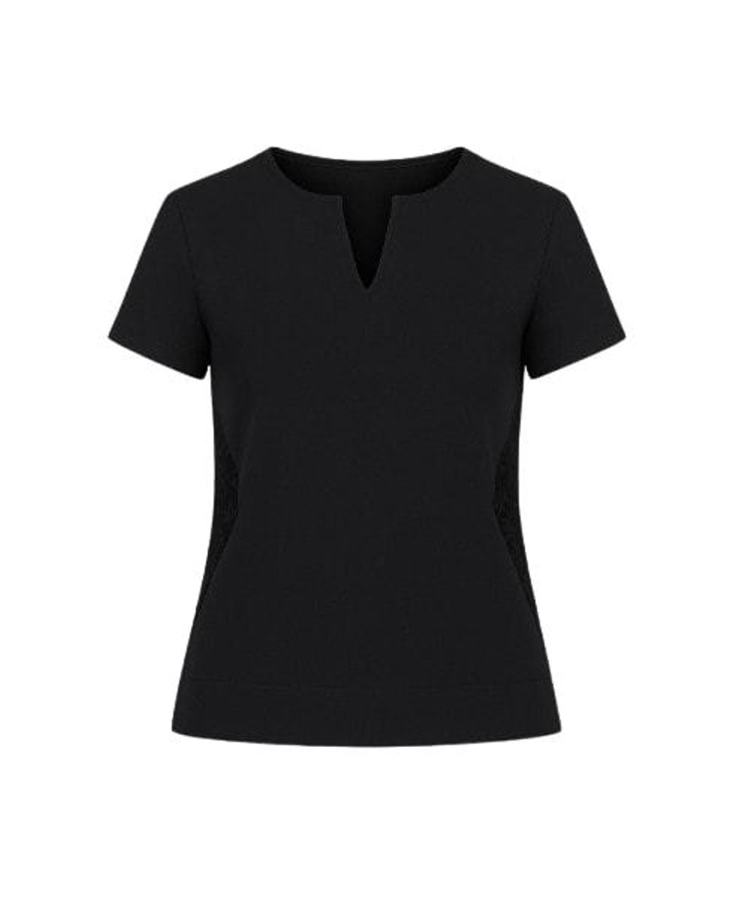 Conquista Black Short Sleeve V Neck Top