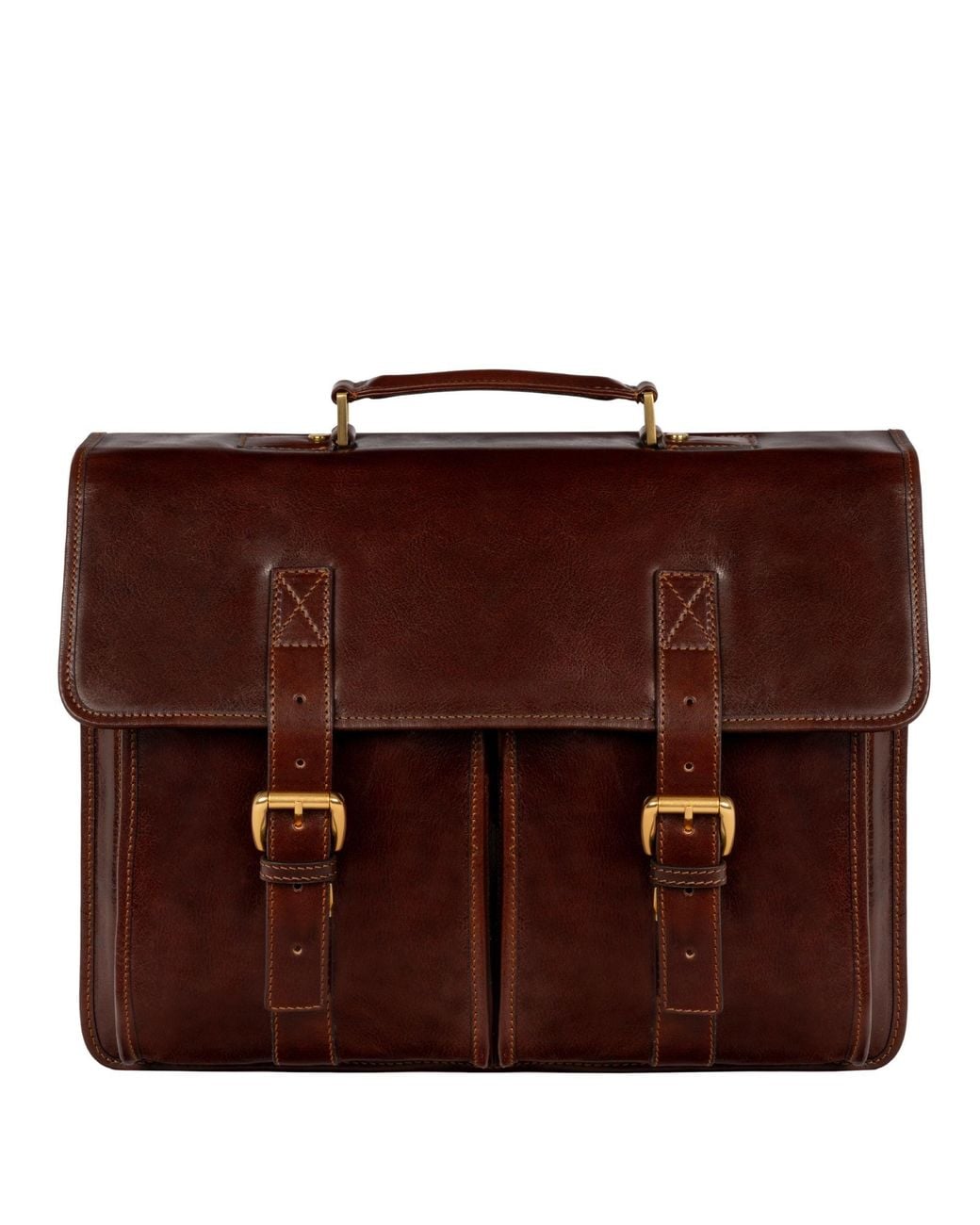 Time Resistance Brown Leather Satchel Bag for men