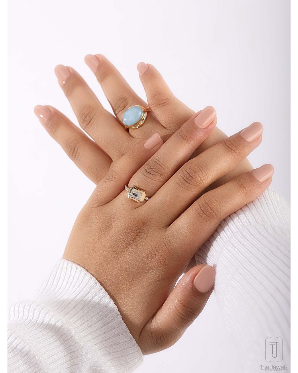The Jewelz Blue Aqua Innes Cabochon Ring