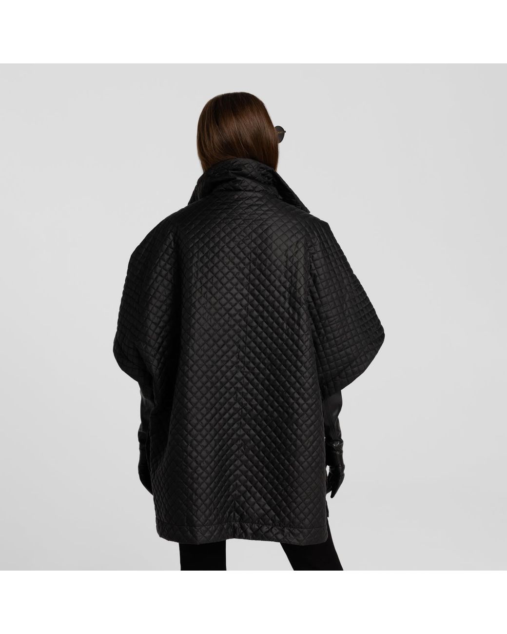 Mandragora Black Oversized Quilted Poncho Lace