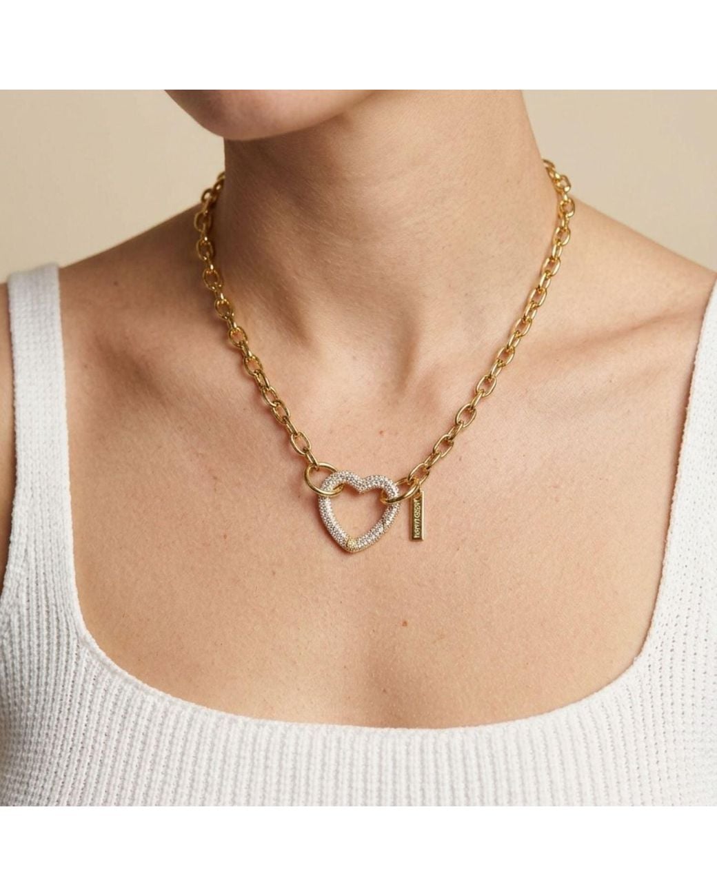 Jaredjamin Metallic Heart Pavé Clicker Clasp
