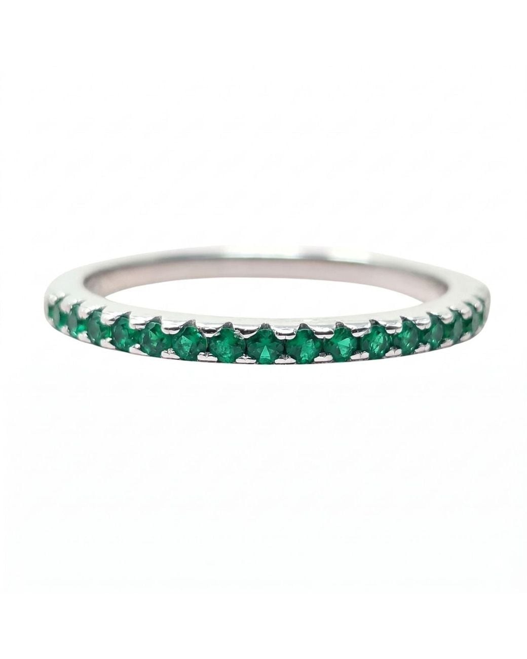Sophelia Green Emerald May Birthstone Crystal Sterling Ring