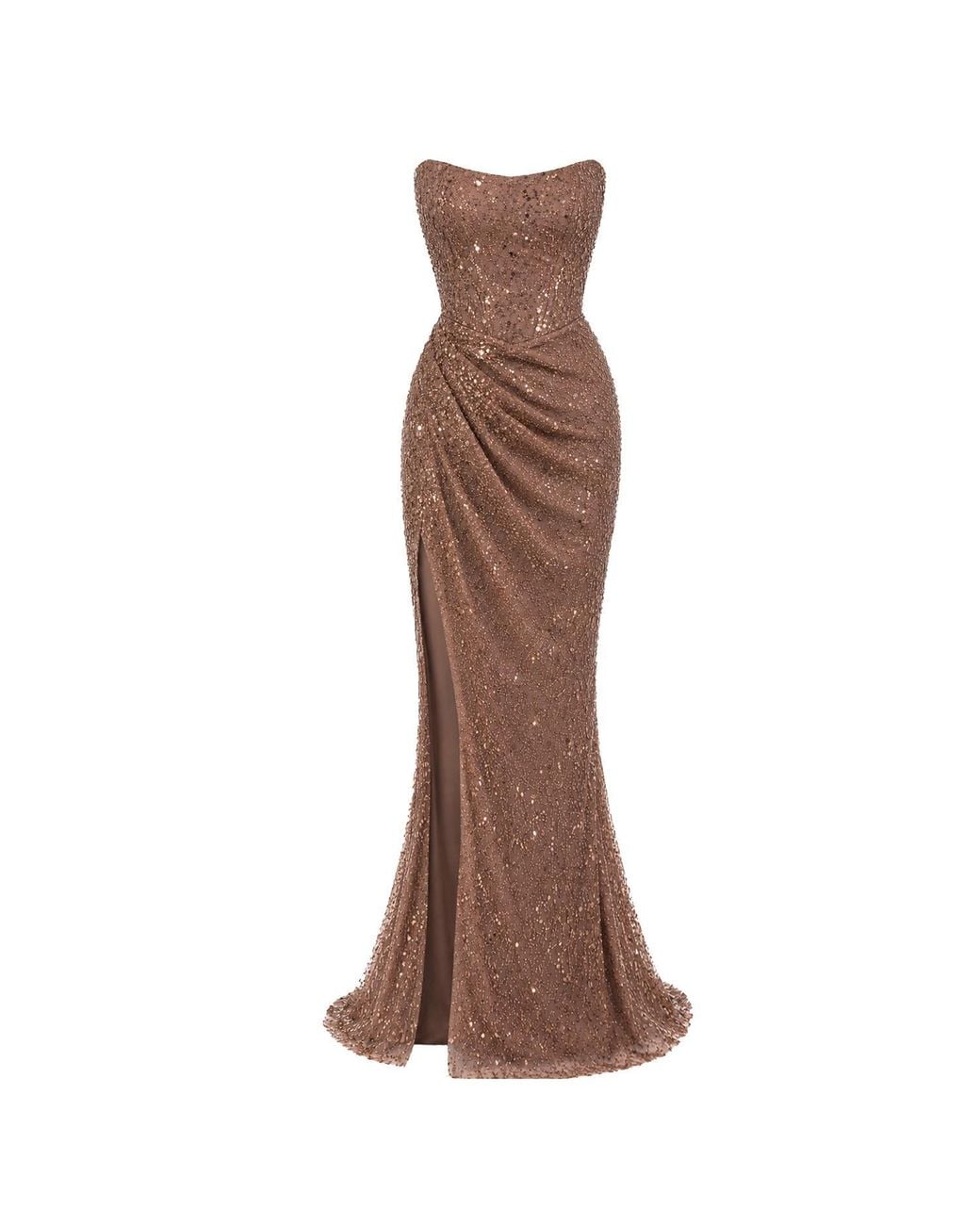 Angelika Jozefczyk Brown Stella Corset Evening Dress