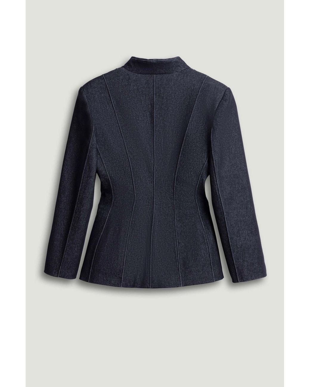 Nocturne Blue Bkack Belted Tailored Blazer