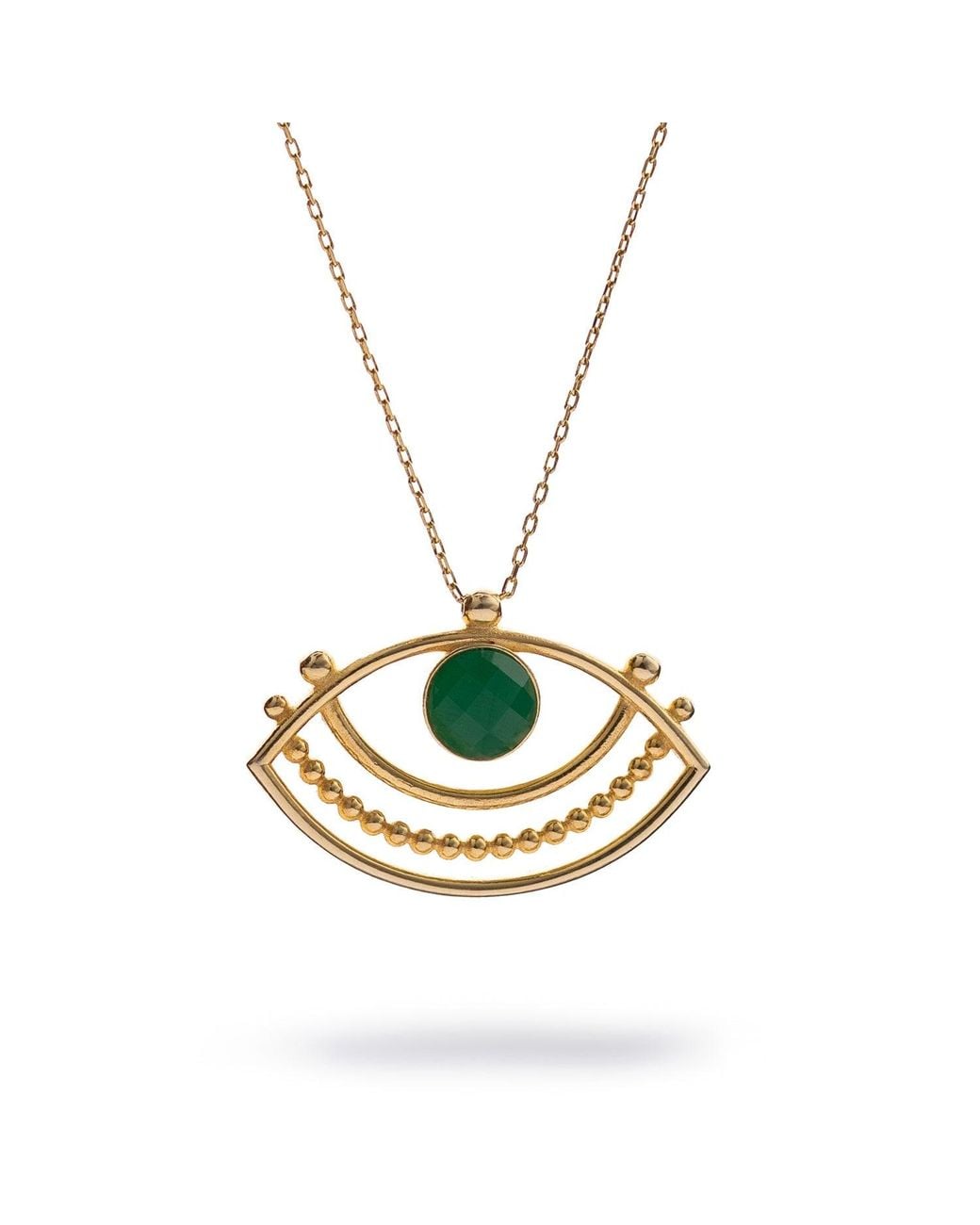 Ebru Jewelry Metallic Eternal Vision Emerald Eye Necklace