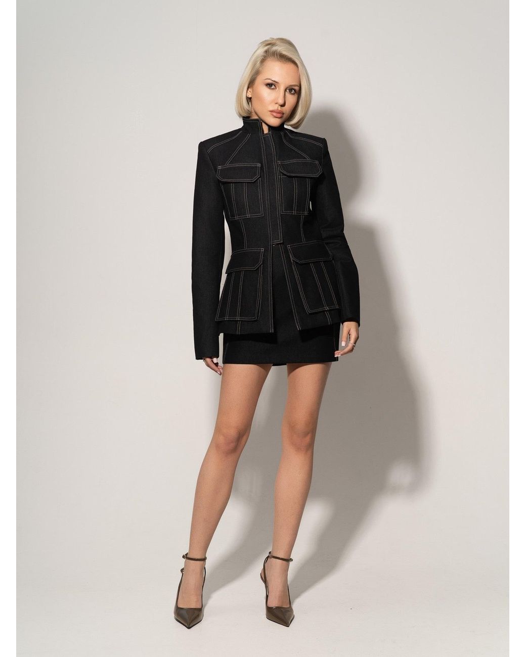Tia Dorraine Black Denim Mini Skirt