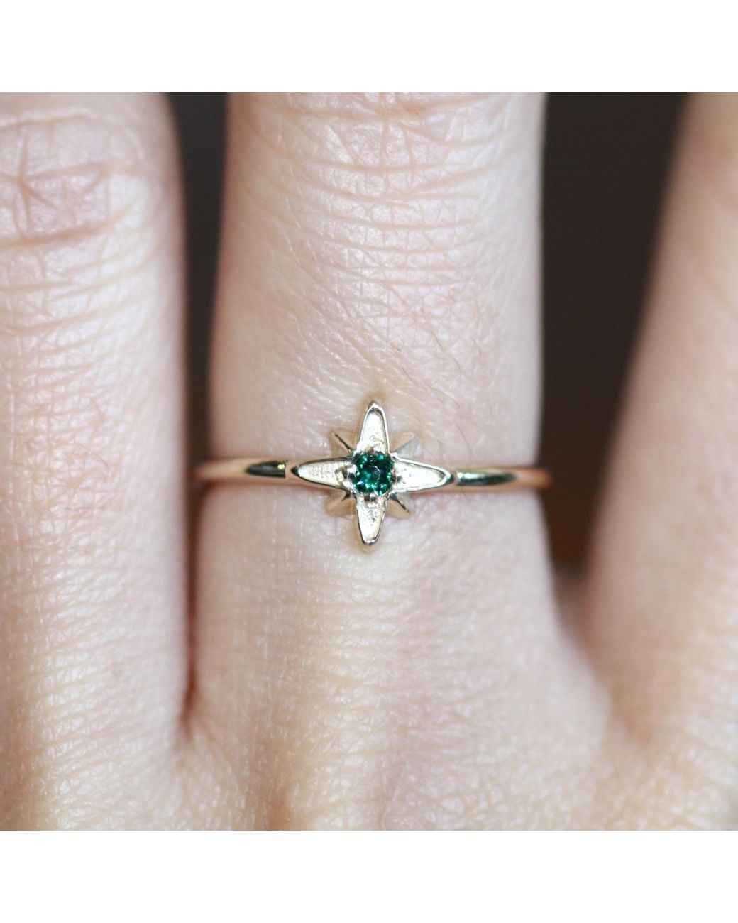 VicStoneNYC Fine Jewelry White 14K Solid North Star Emerald Ring