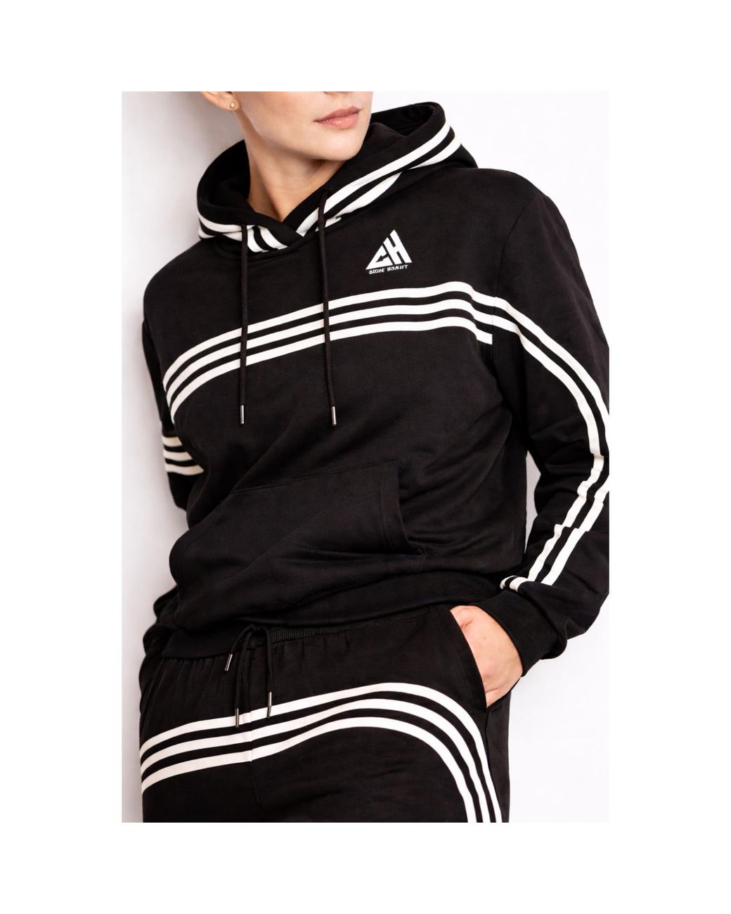 Chic Urban Black Urban Velocity Stripe Hoodie for men
