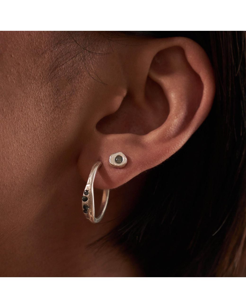 Zoe Alexandria Jewellery Metallic Single Stone Bubble Stud Earrings