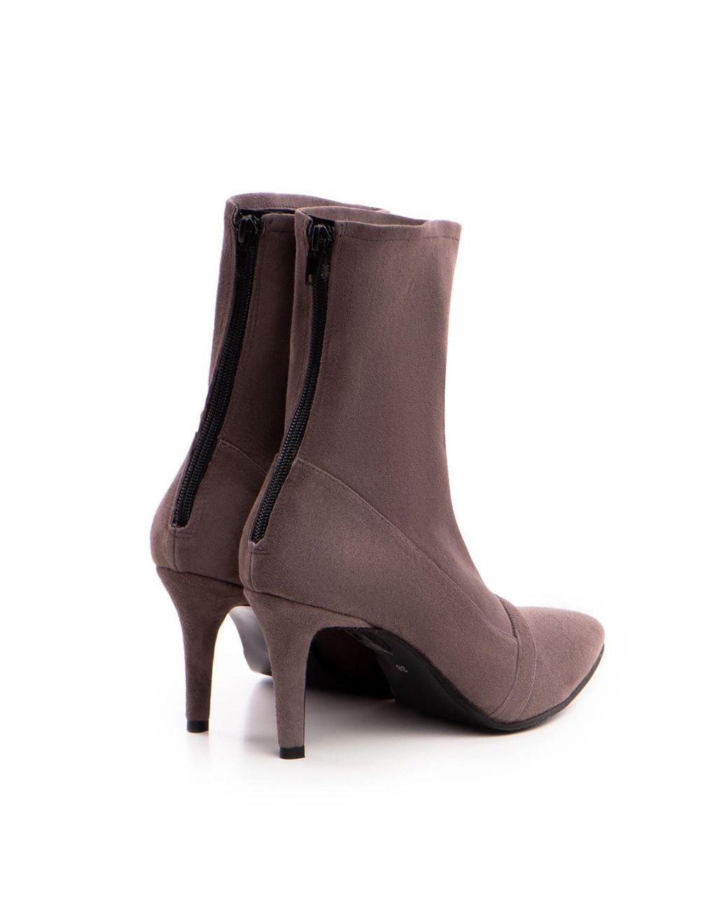The 5Th Element Brown Neutrals Taupe Stretch Leather Mid-Boots