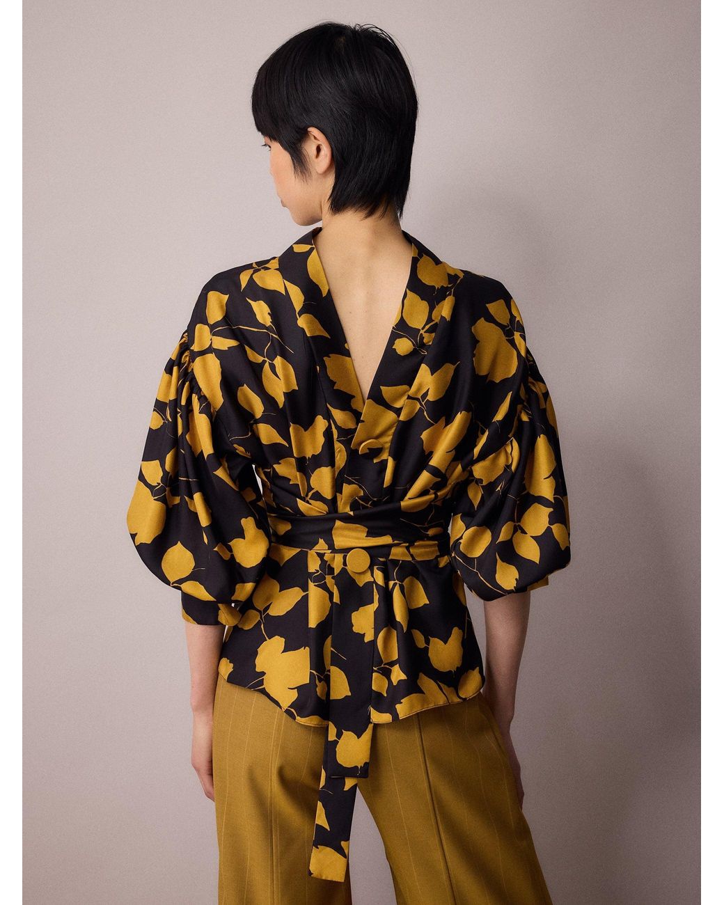 Amanda Thompson Couture Yellow Wren Blouse Silk & Floral
