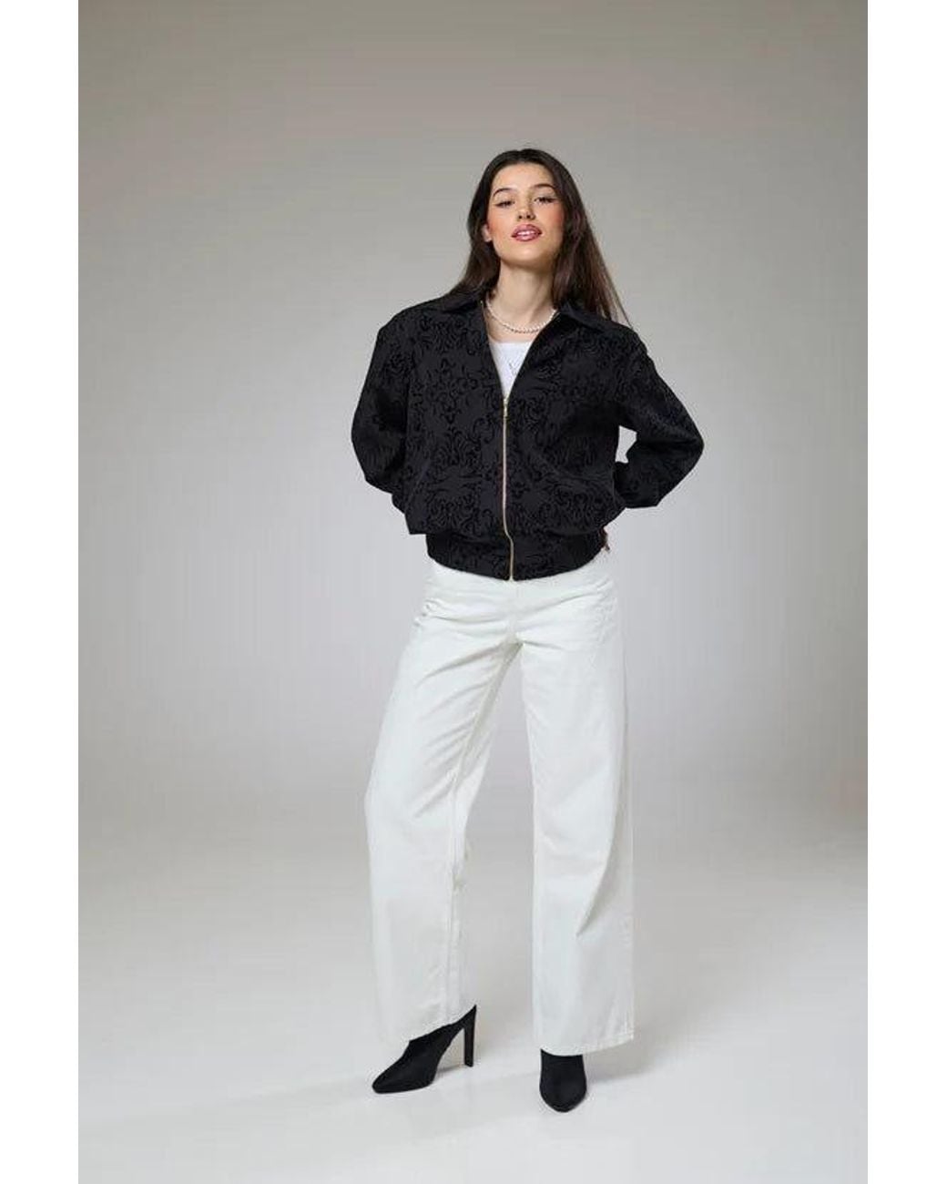 Lioness by Tf Black Vintage Velvet Bomber Jacket