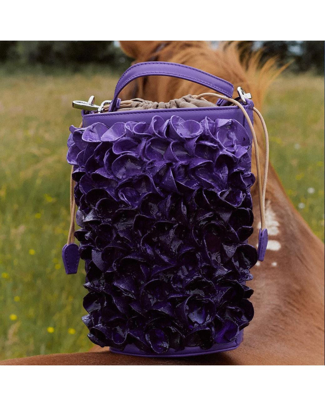 F3Rog by Rana Purple The Crossbody Coral Bucket Bag With A Shoulder Strap