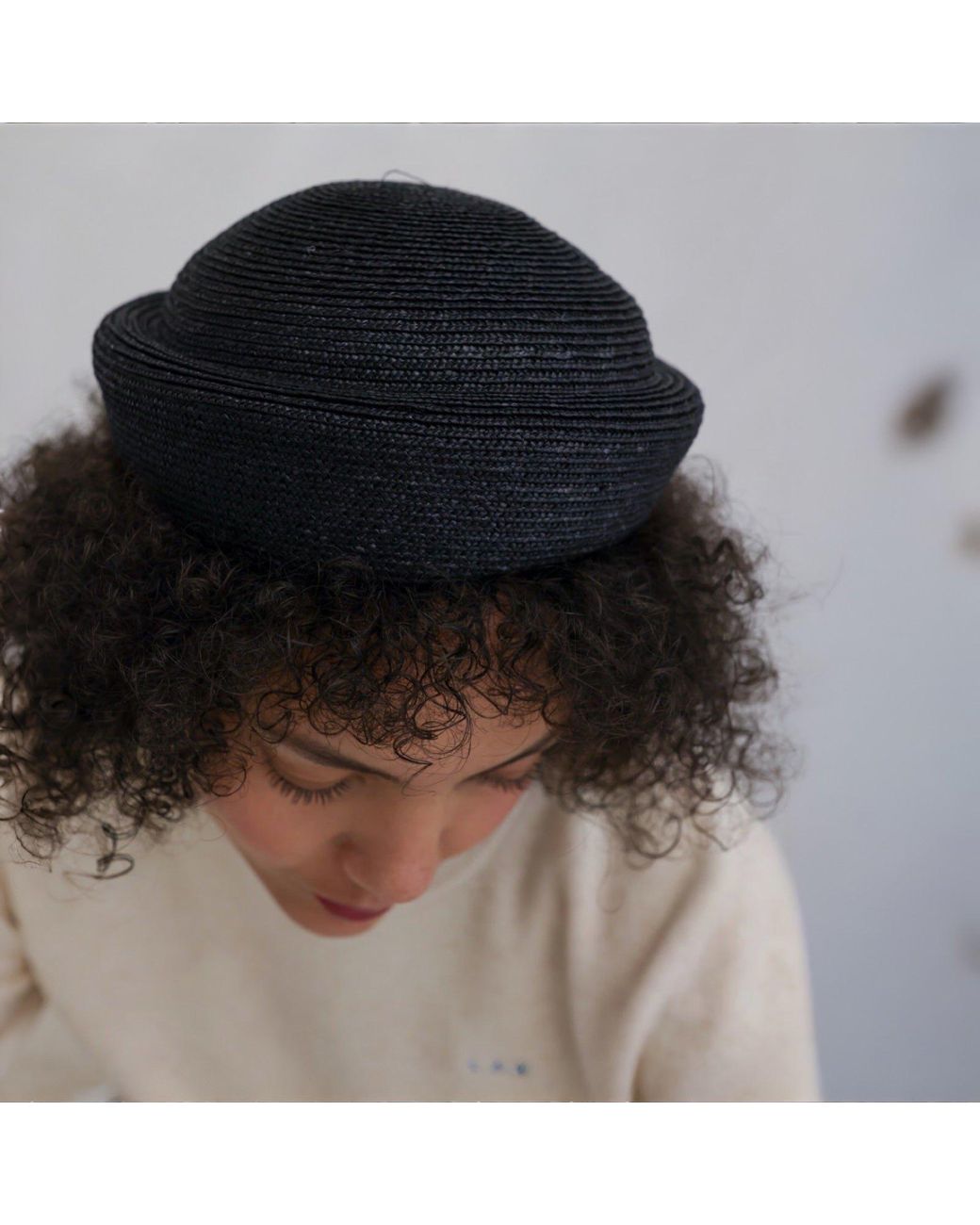 London Atelier Byproduct Blue Straw Pillbox Hat