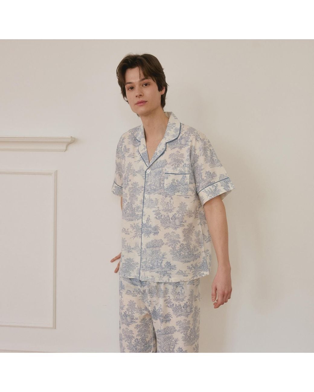 Luna Luz Gray Elise Rayon-Cotton Short Sleeve Pajama Set for men
