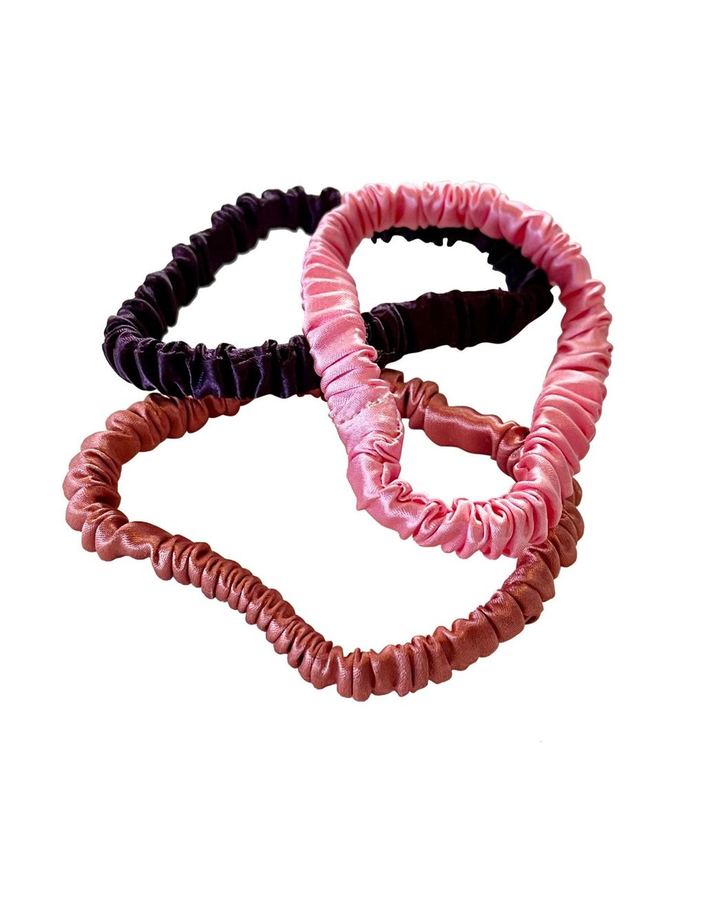 Soft Strokes Silk Red Set Of Three Pure Mulberry Silk Skinny Scrunchies Weekly Special Hair Ties Pretty Petunia