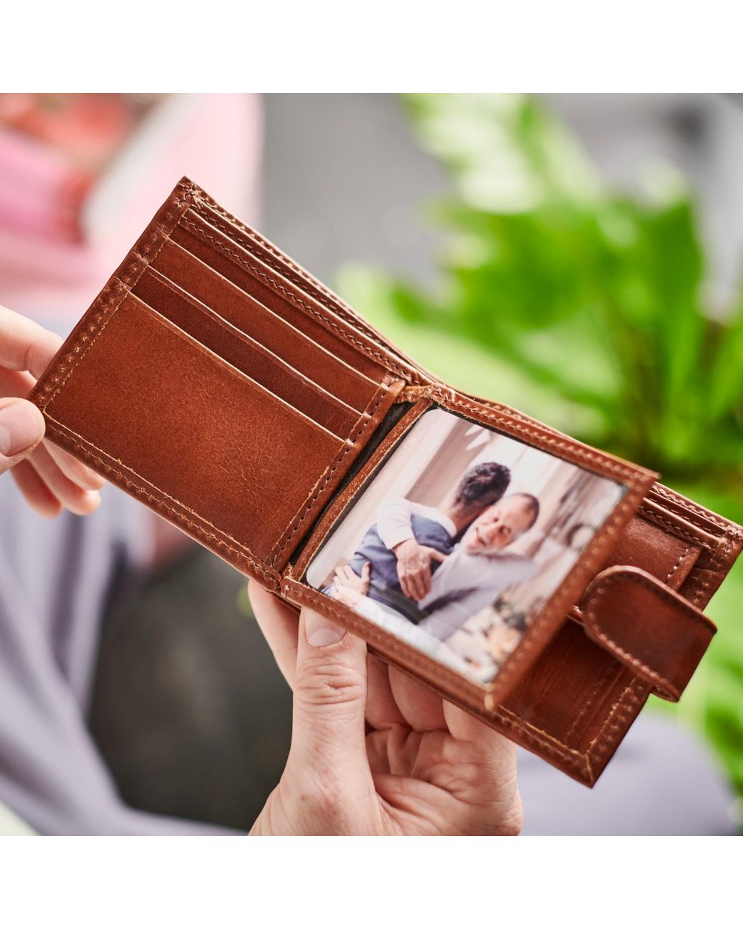 VIDA VIDA Brown Vida Tan Leather Tri Fold Wallet With Rfid for men