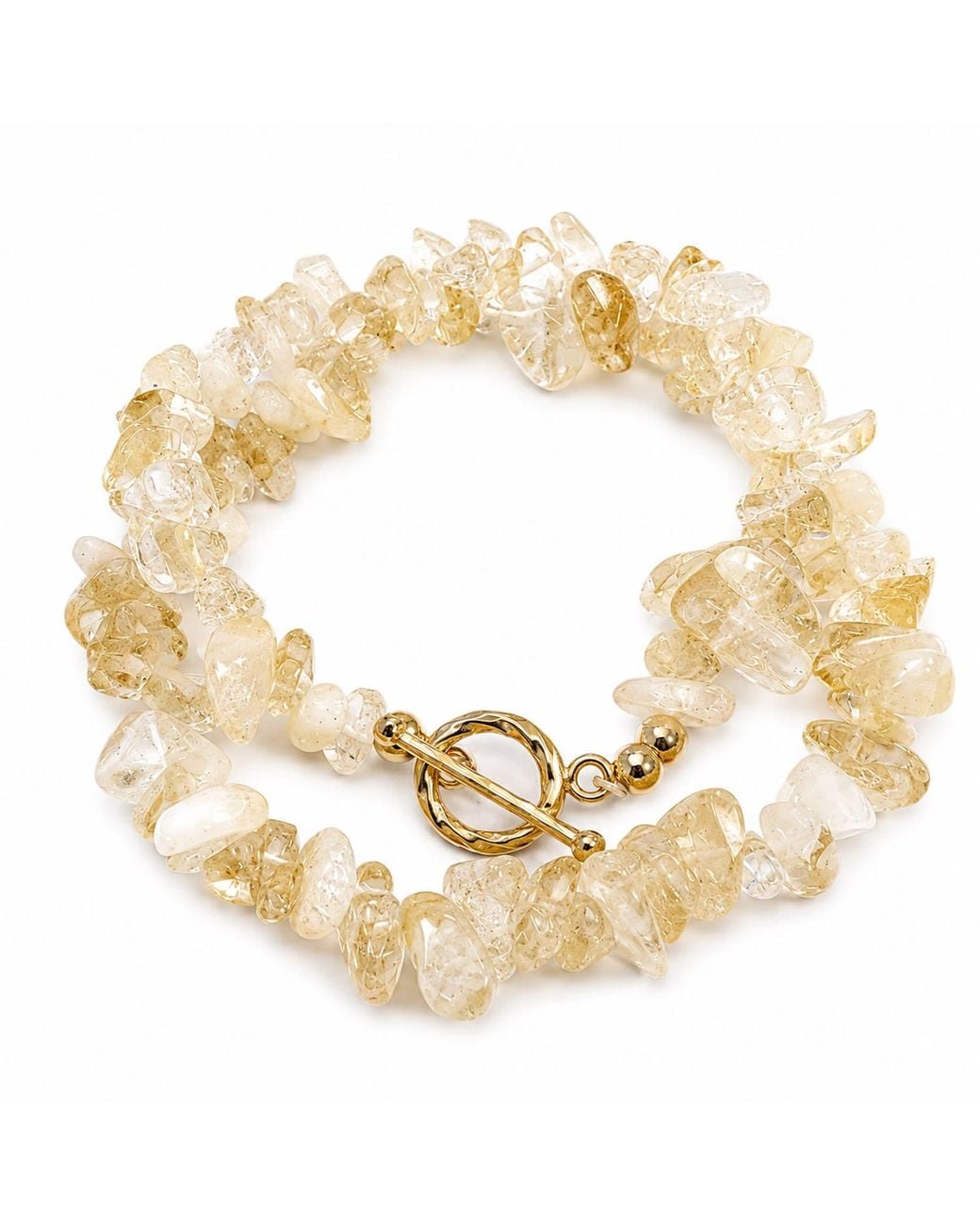 ORIGIN OF HEARTS Metallic Neutrals Aura Bracelet – Natural Citrine Double-Strand Gemstone Bracelet