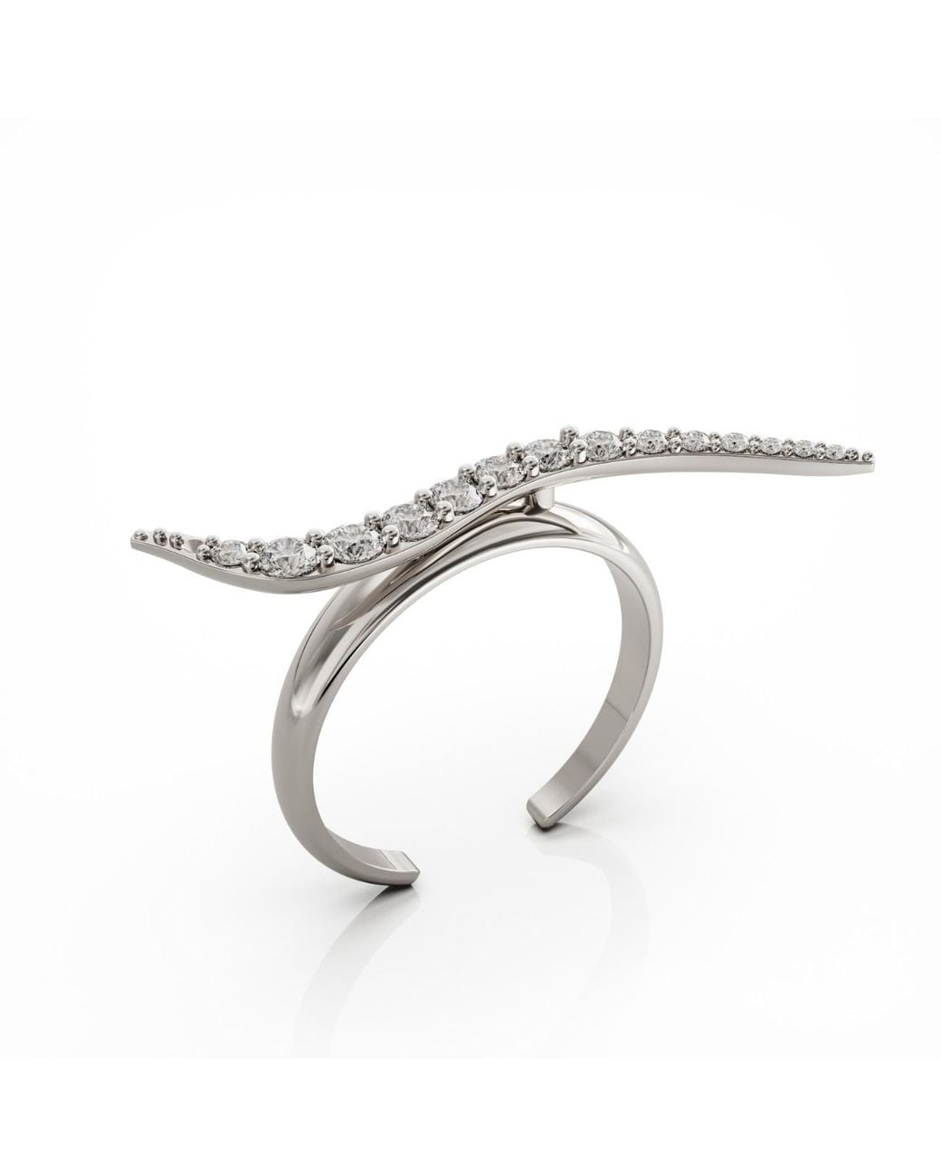 Linda Fiore Metallic Swirl Ring With Clear Cz's