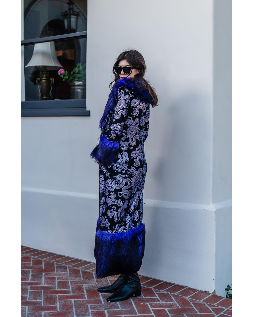 Jennafer Grace Blue Penny Deluxe Nymeria Plum Faux Fur Coat