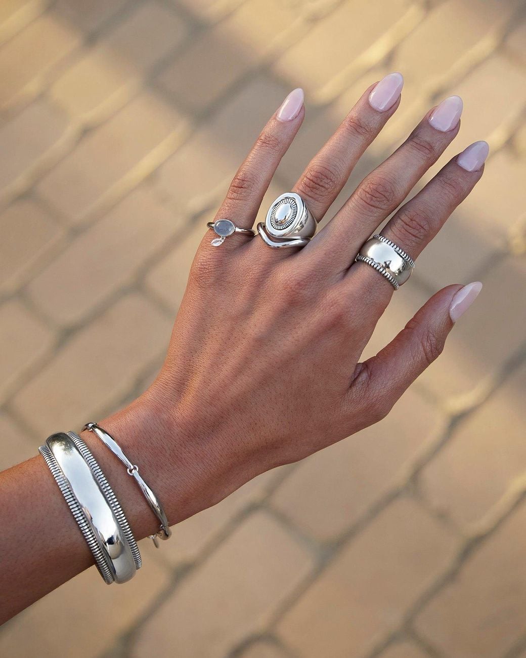 Stone Fruit Metallic Large Disc Ring