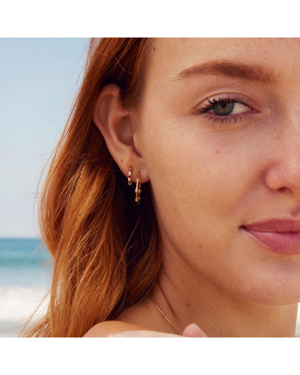 Jewelbird Metallic Bamboo Diamond Hoop Earrings
