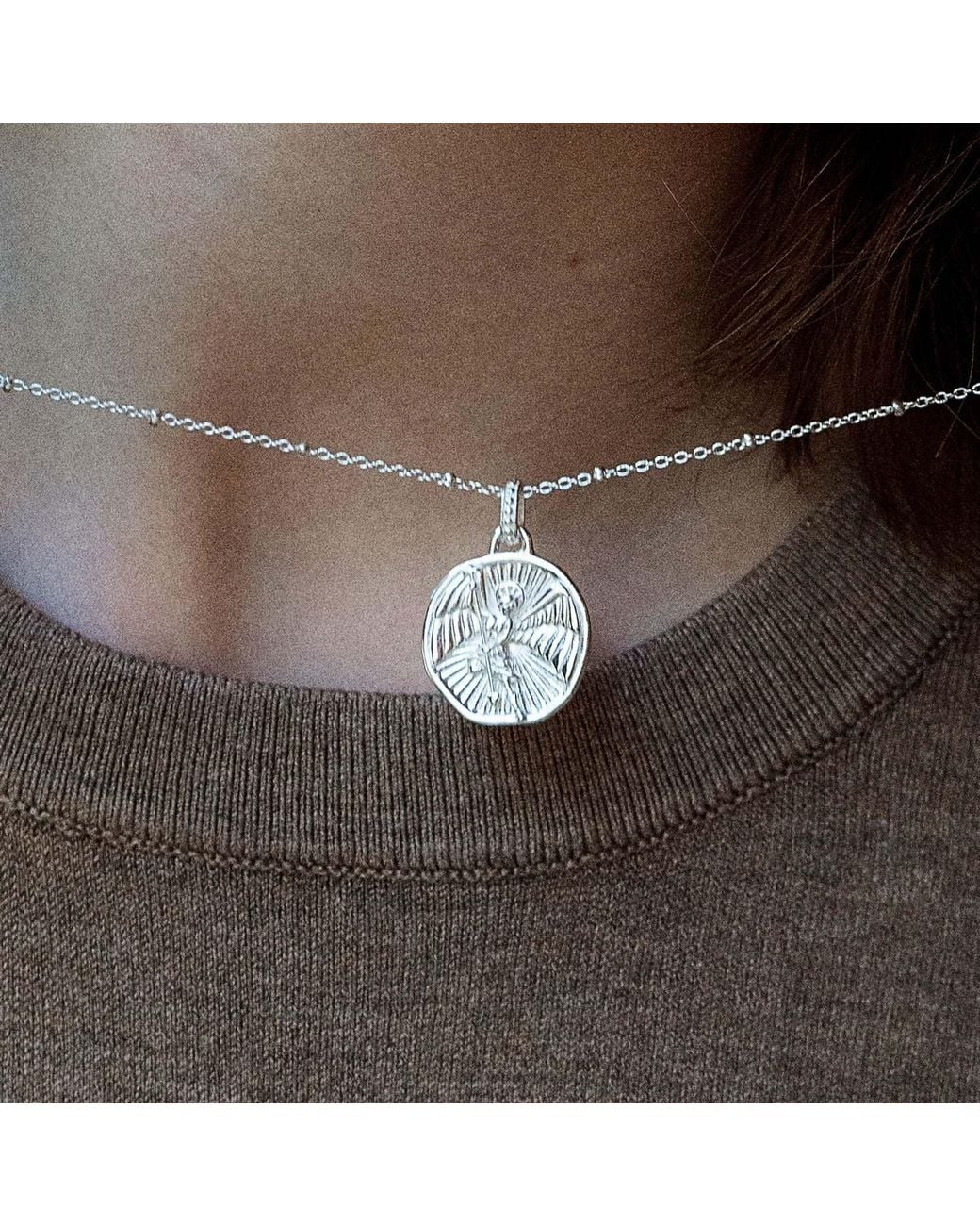 Dower & Hall Metallic St. Michael Talisman Necklace