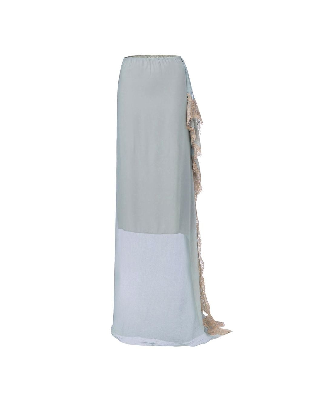 Belsize25 Gray Moonlight Dress – Misty Strapless Lace Maxi Dress