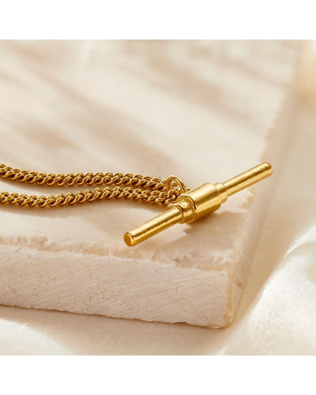 Posh Totty Designs Metallic Gold Plate T Bar Necklace With Curb Chain