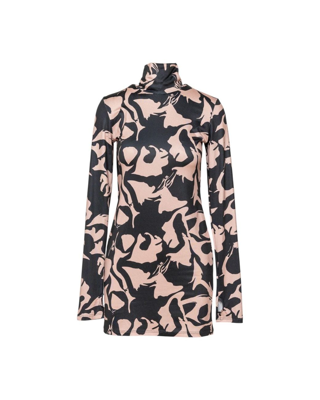 ARTISTA Black Shadows Elastic Turtleneck Mini Dress