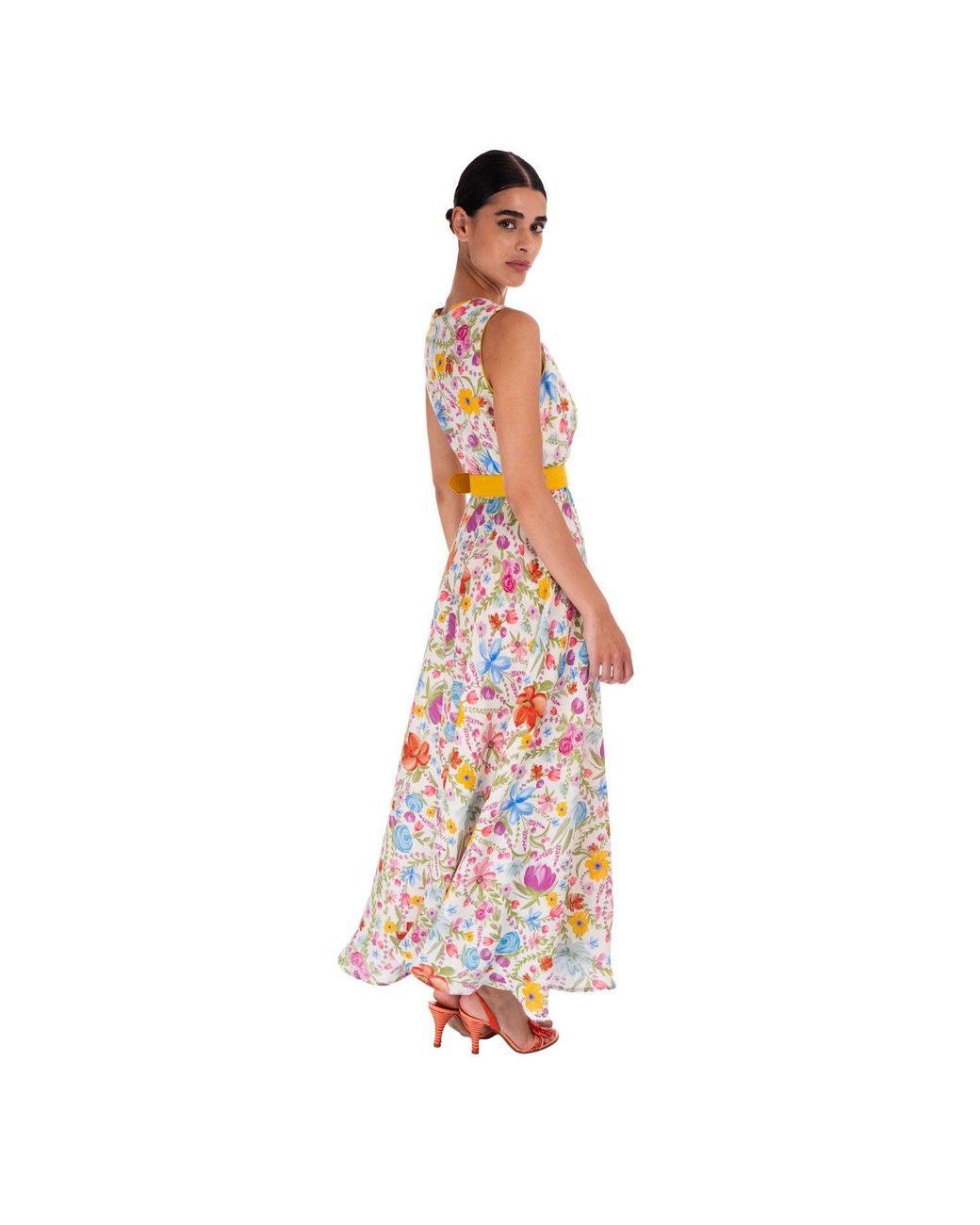 Sofia Tsereteli White Watercolour Garden Linen Dress