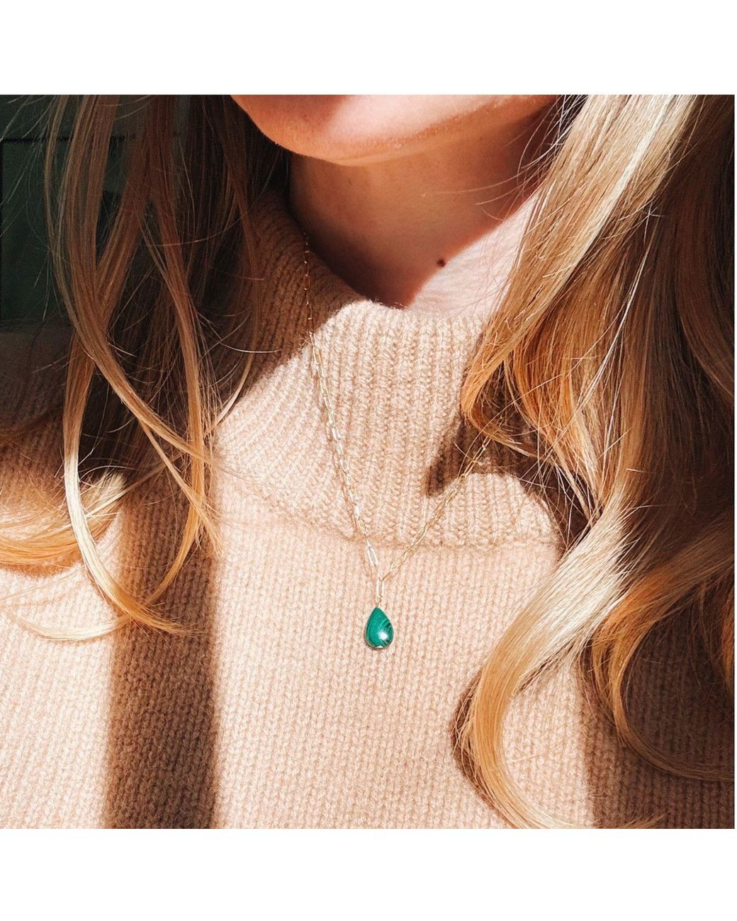 Herself Collections Metallic Malachite Drop Necklace