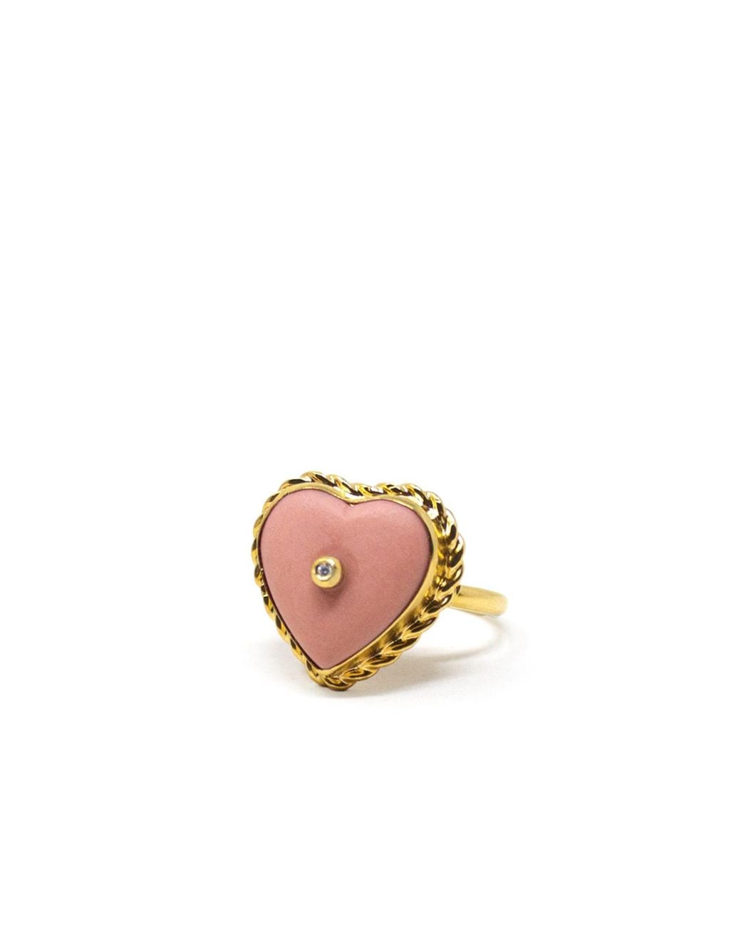 Vintouch Italy Pink Lovelight-Plated Heart Stacking Ring