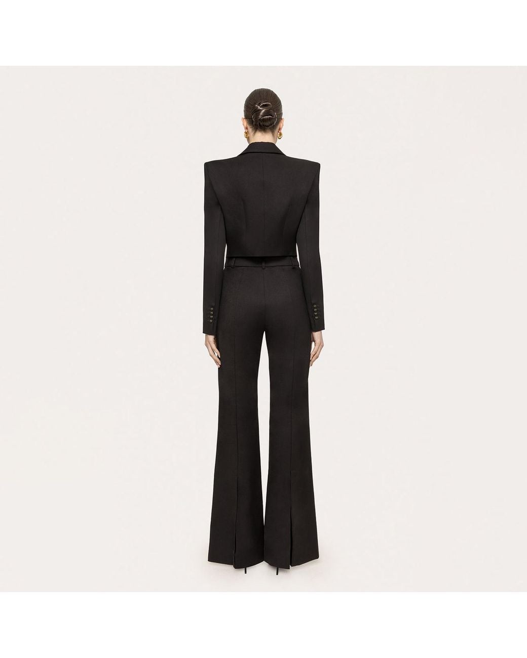 Nissa Black Single-Breasted Cropped Blazer