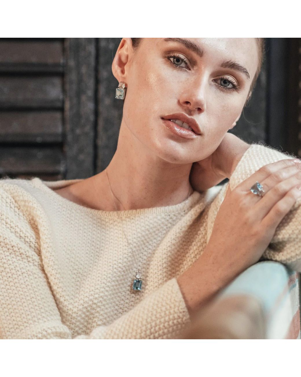 Augustine Jewels Blue Topaz & Topaz Octagon Pendant