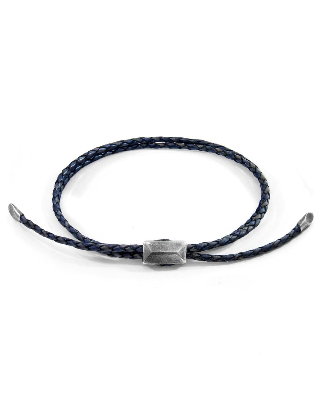 Anchor and Crew Blue Edward & Braided Leather Skinny Bracelet for men