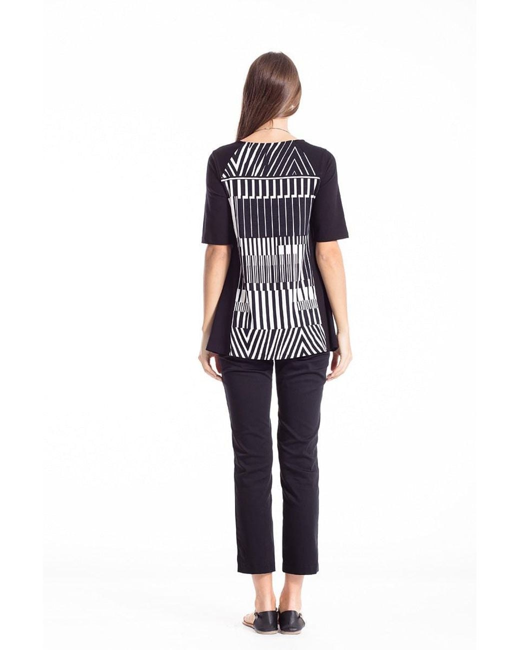 Conquista Black Print Top