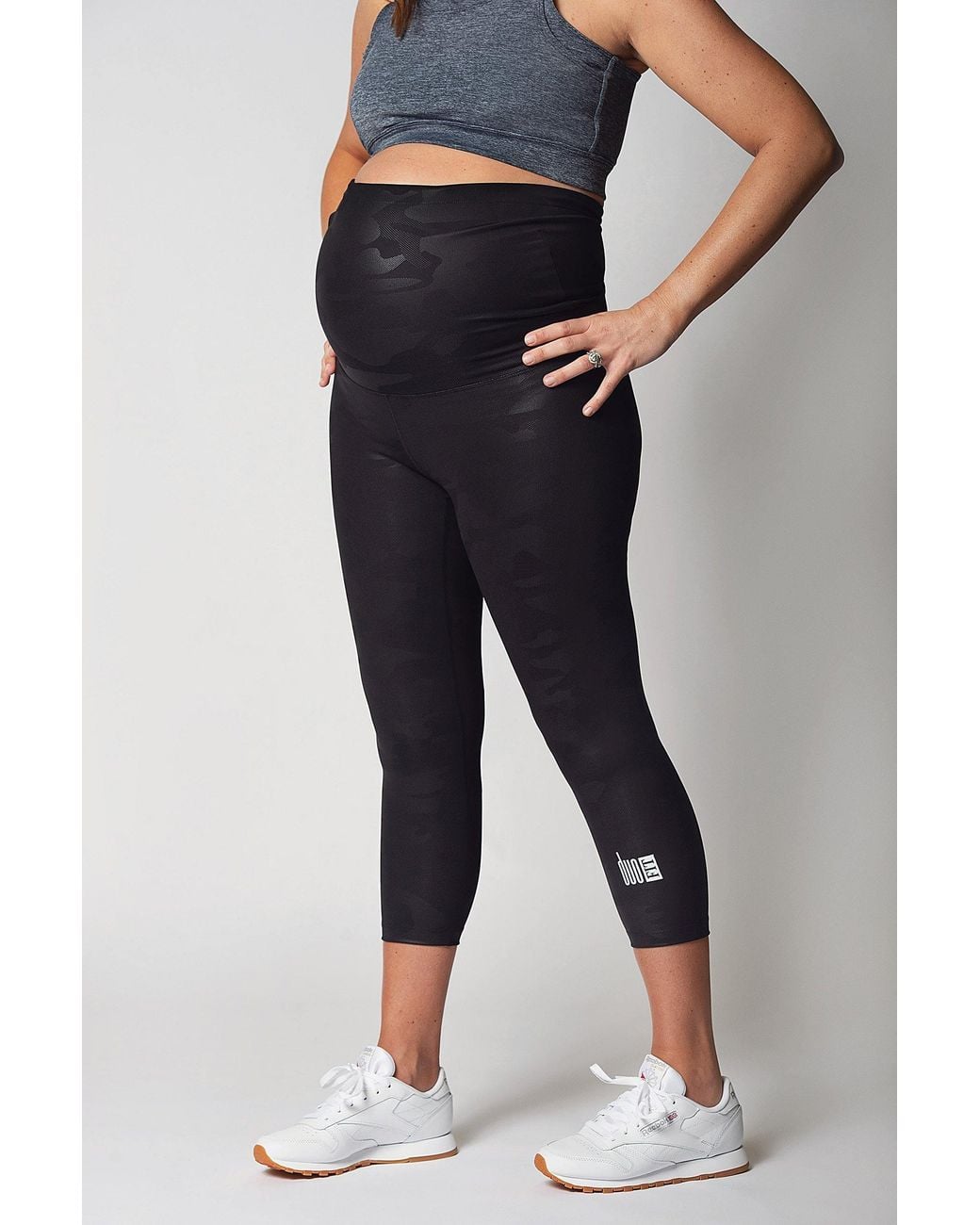 Duofit Maternity Activewear Blue Camo Betty Crop Leggings