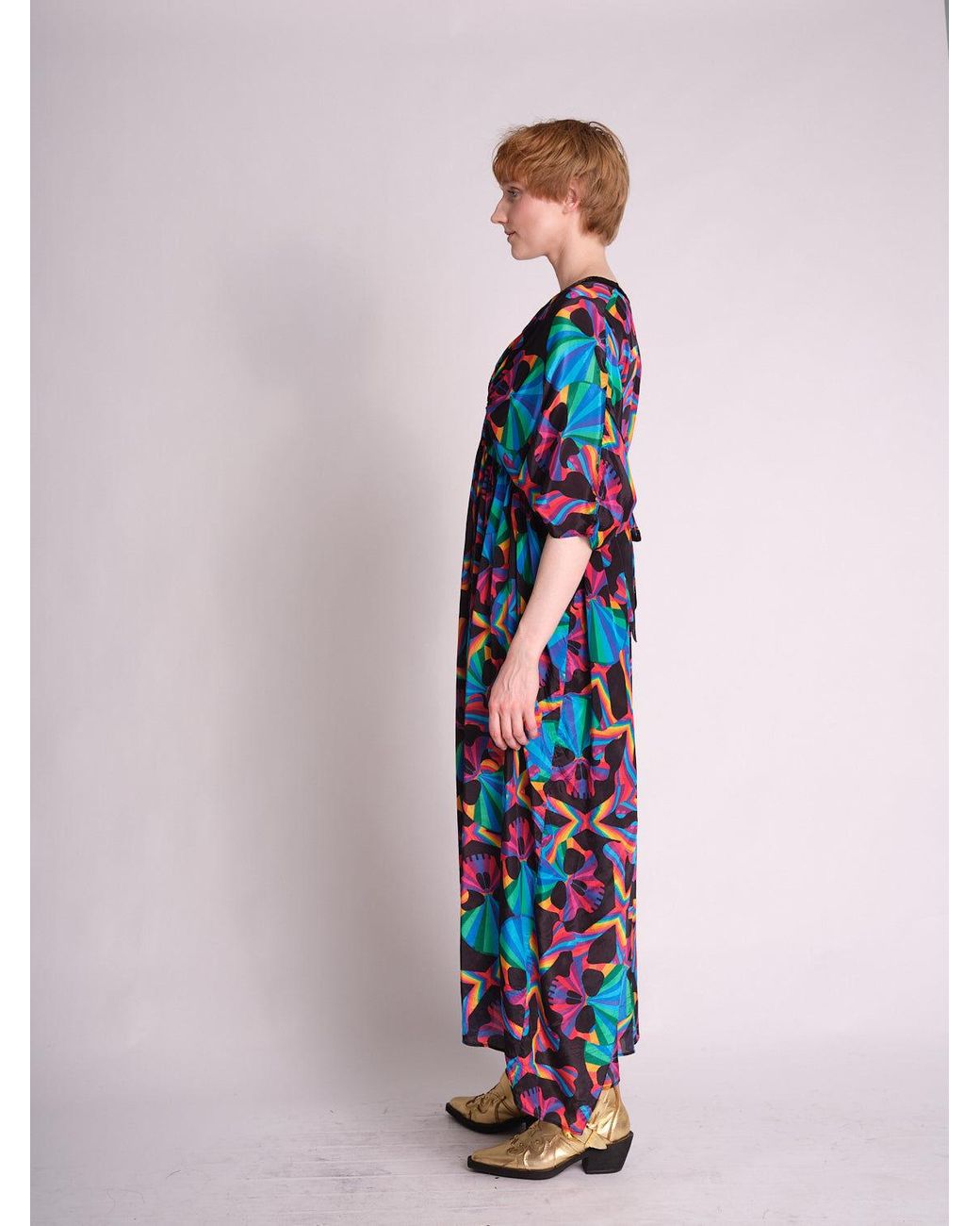 Any Old Iron Blue Skull Kaftan Dress