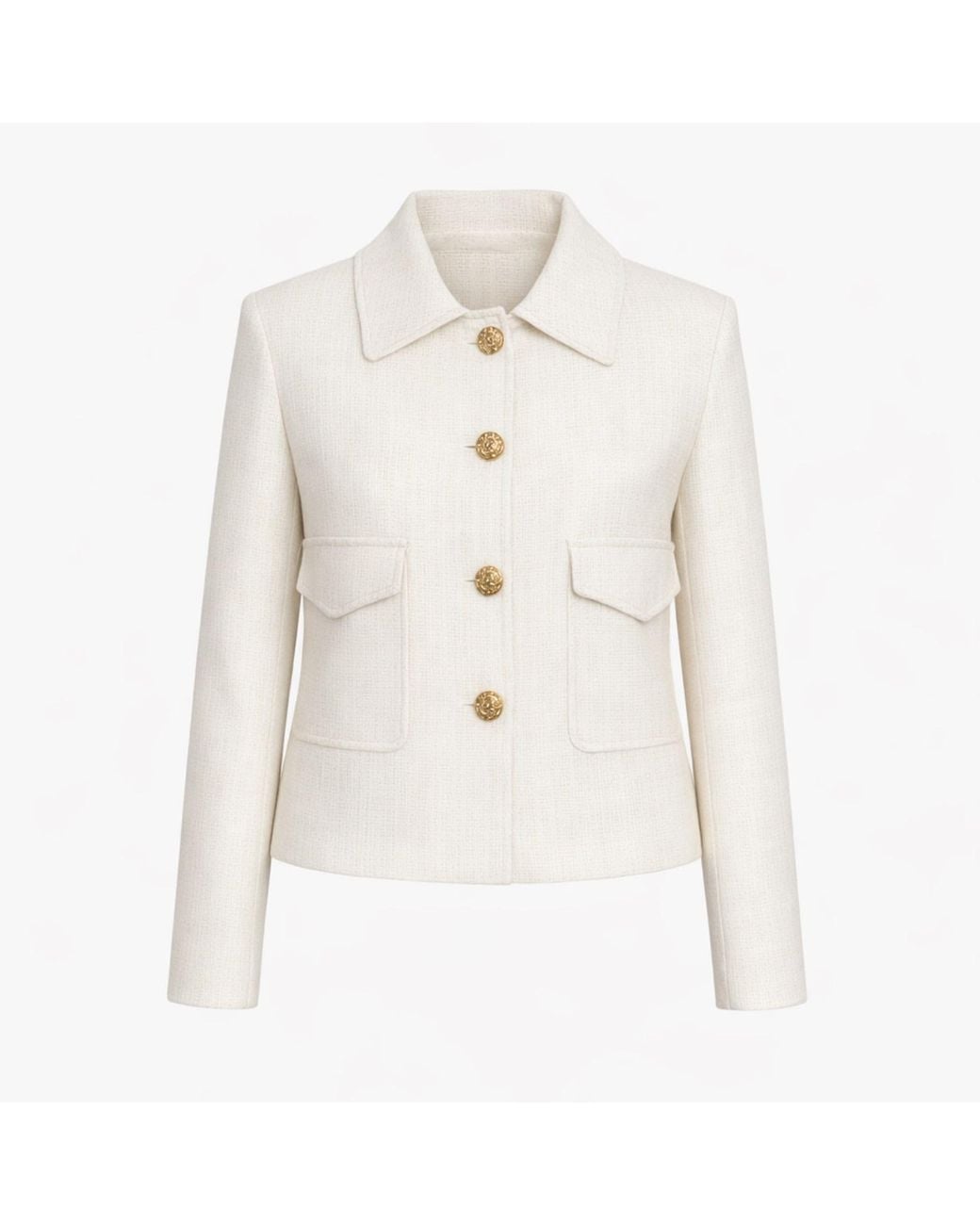 Nuvv Collection White Tweed Jacket With Button