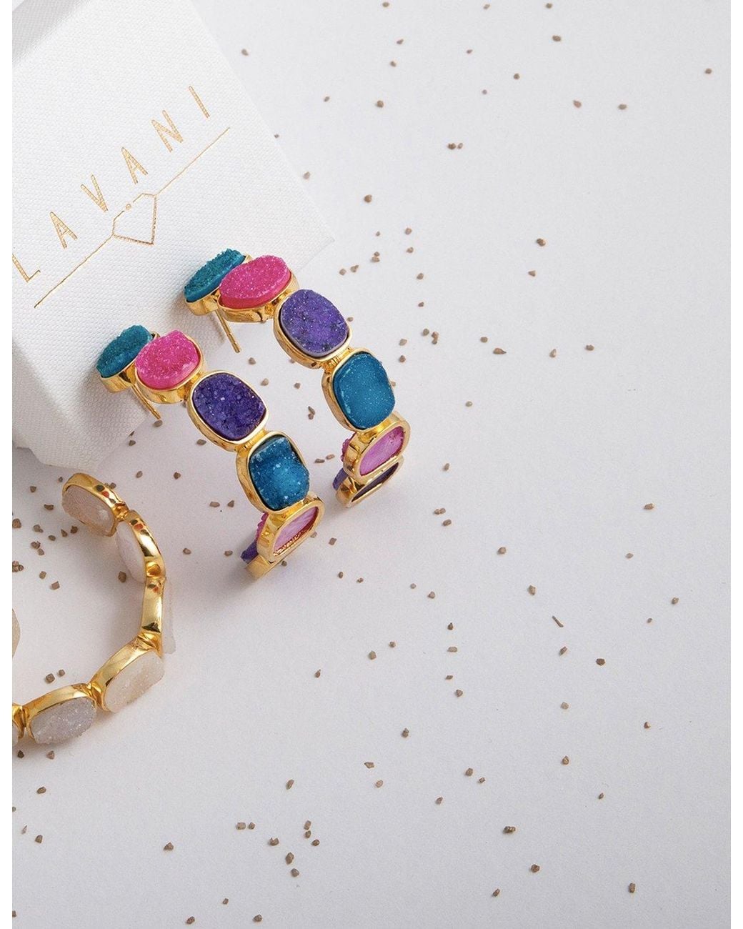 Lavani Jewels Blue Multicolour Rainbow Lavani Earrings