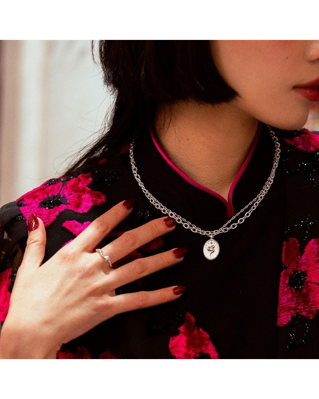 Dower & Hall Metallic Snake Talisman Necklace