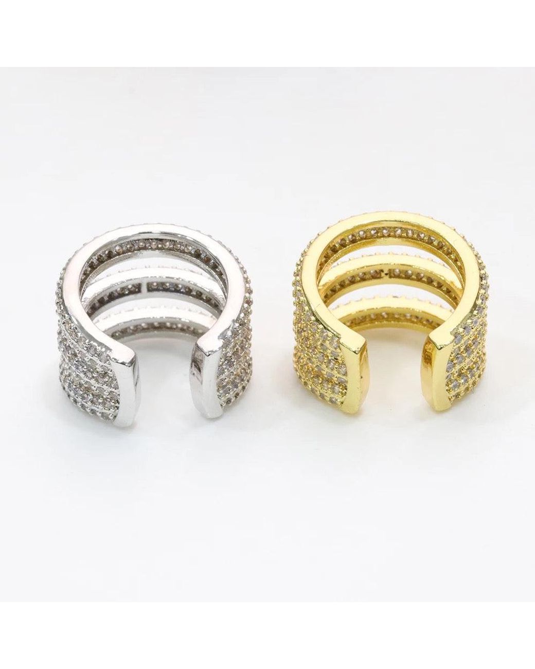 Jagged Halo Jewelry Metallic Triple Pave Ear Cuff